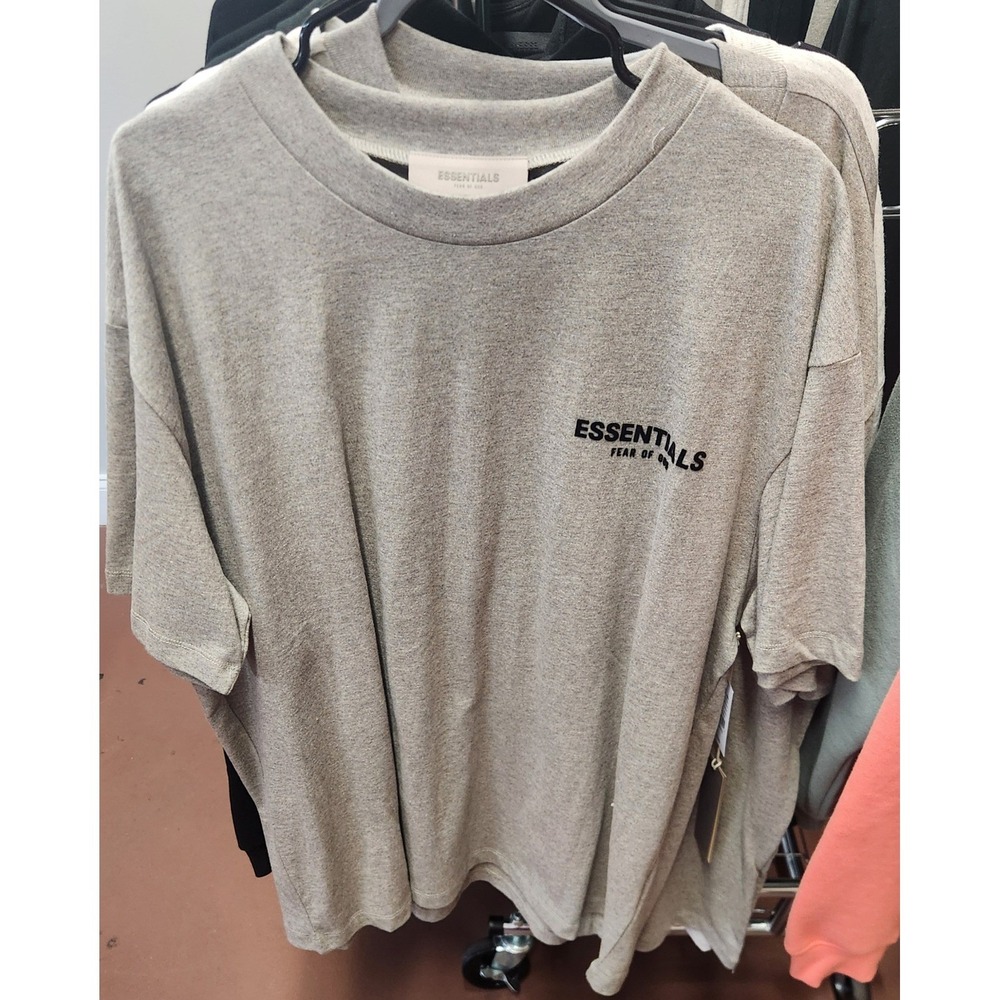 Fear of God Essentials T-Shirt Dark Oatmeal Grey Logo Tee Mens